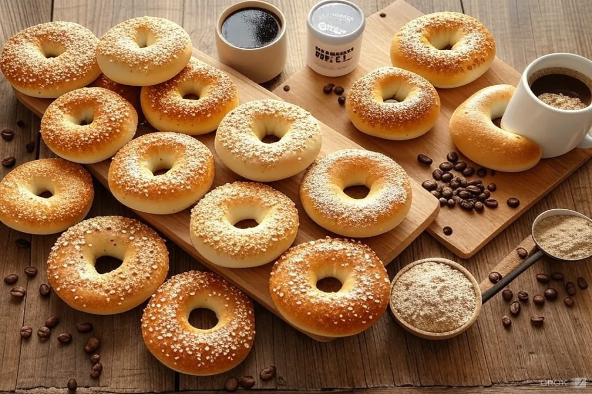 Gluten-free bagels on a wooden board