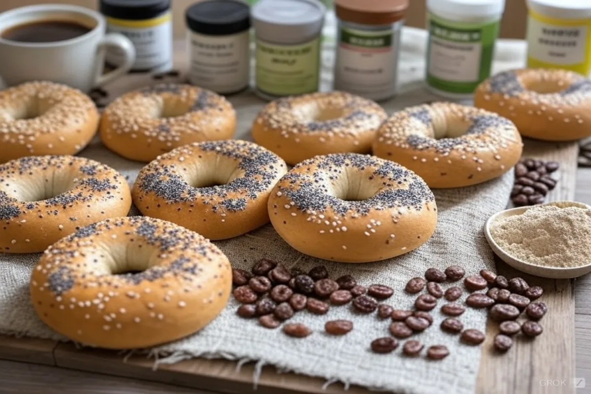 Assorted gluten-free bagels with toppings