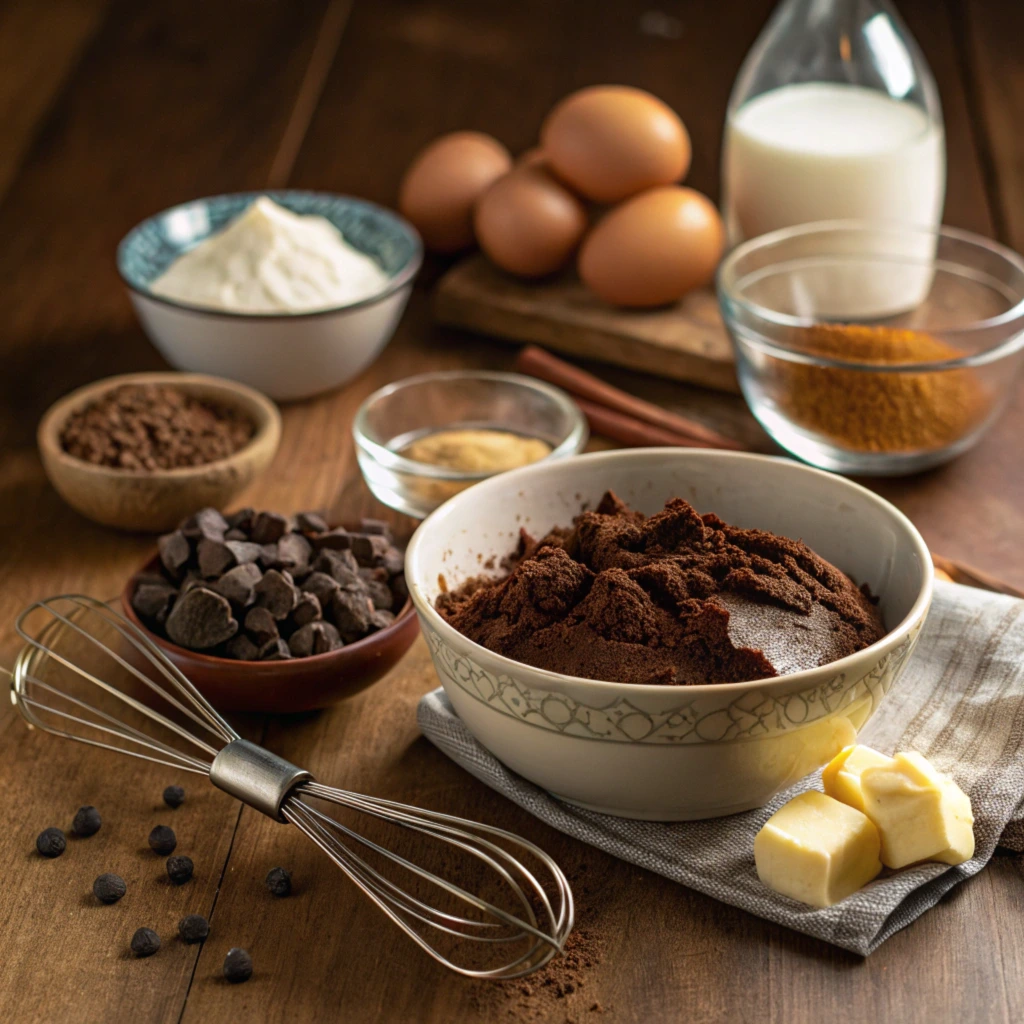 Close-up of fudgy brownies with chocolate chunks, topped with walnuts and a gooey texture.