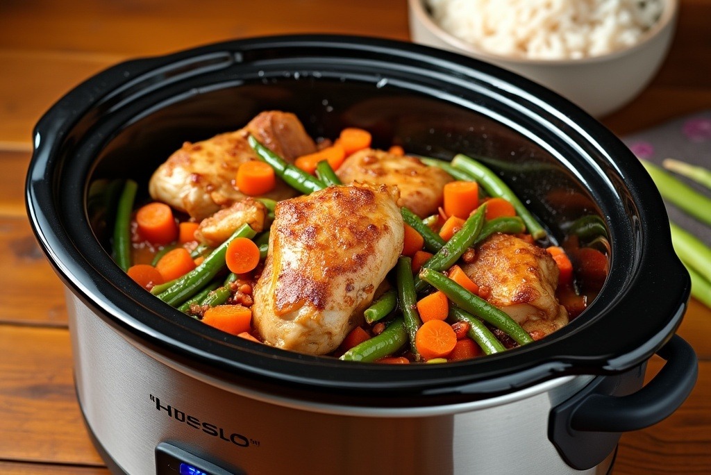 Slow-cooked chicken and vegetables