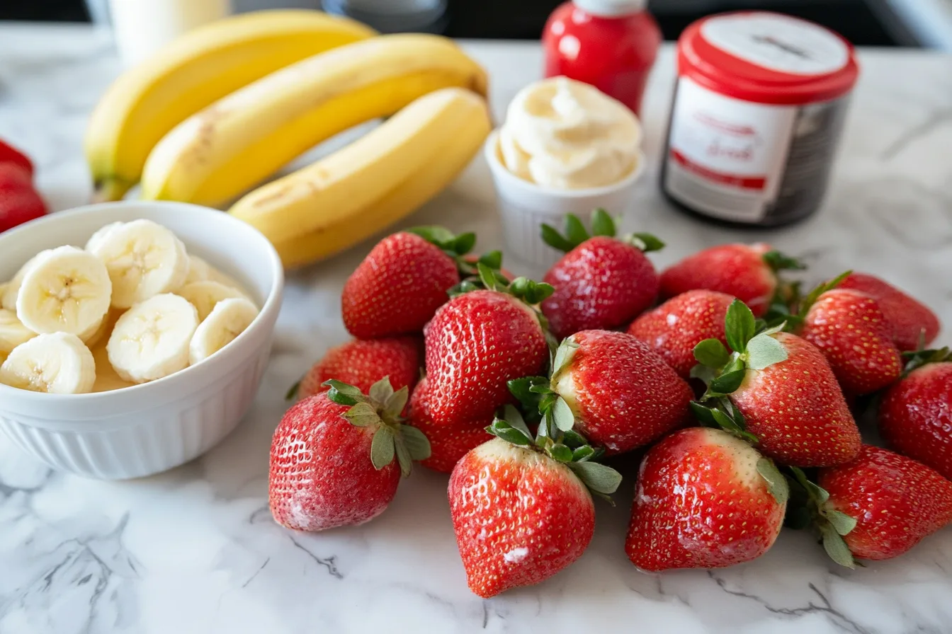 Ingredients to make strawberry banana pudding at home
