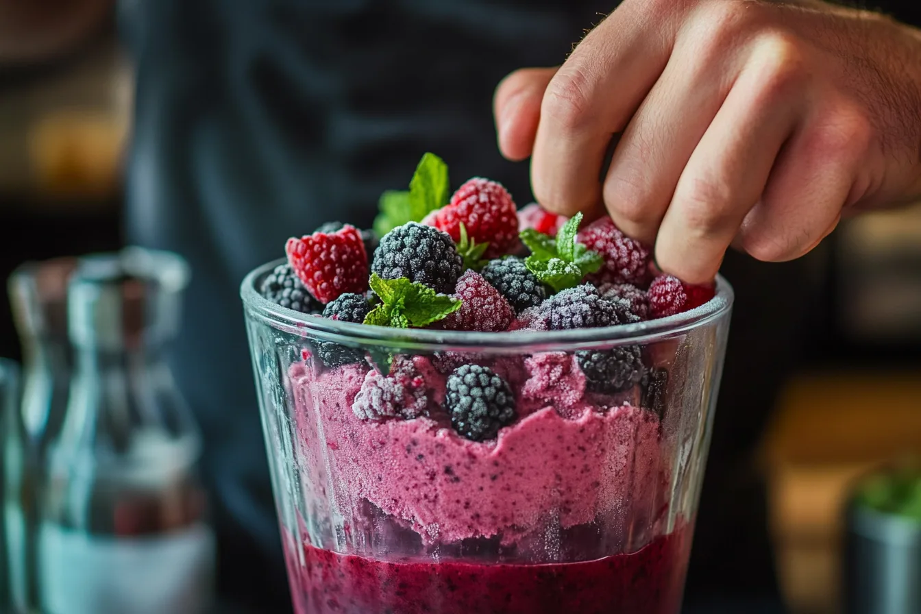 Making healthy and easy nice cream at home.