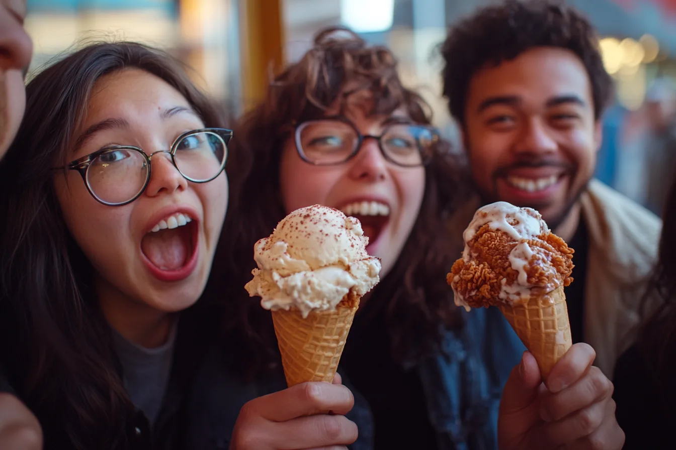 People reacting to fried chicken ice cream