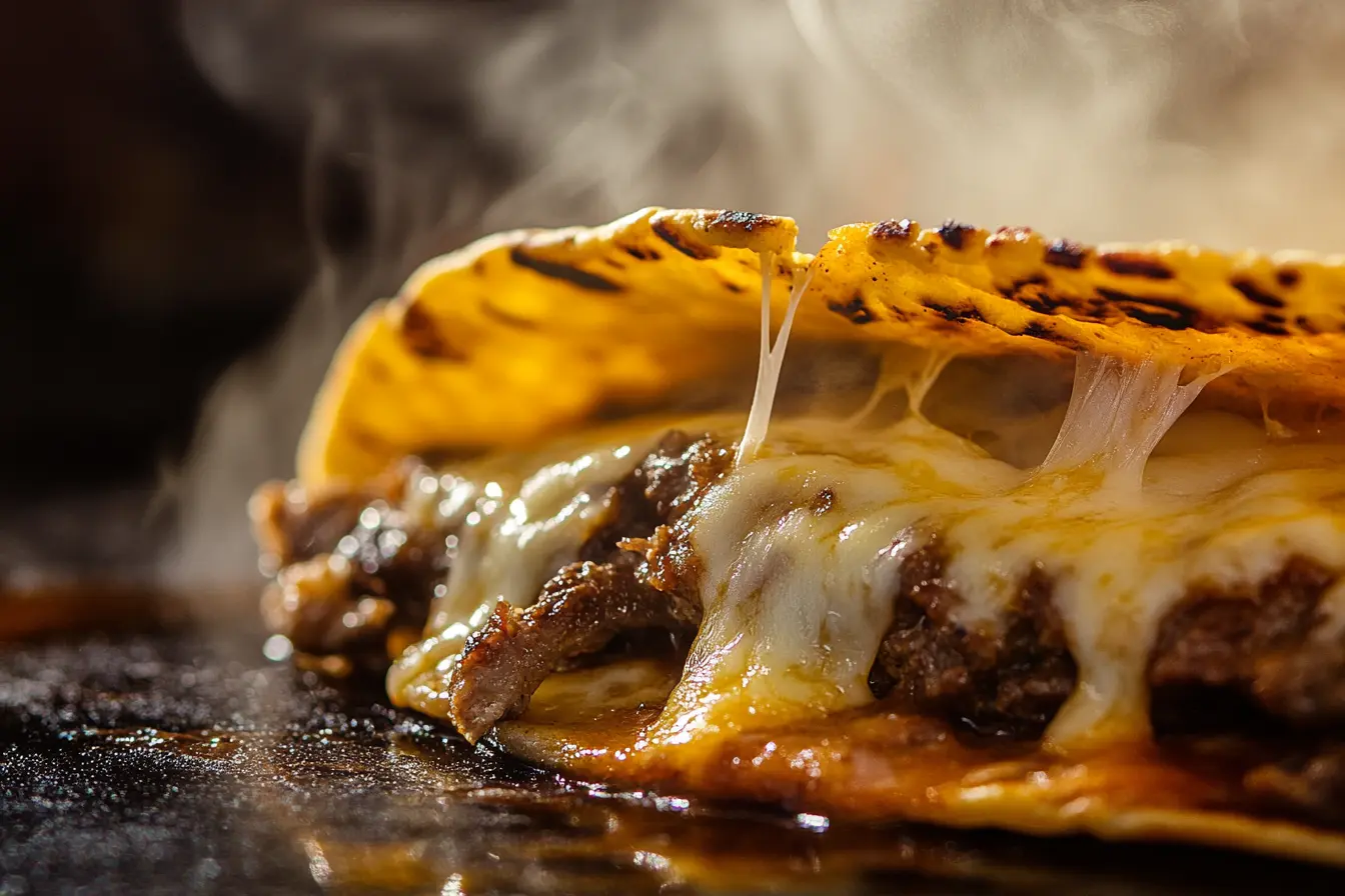 Fresh birria taco with cheese