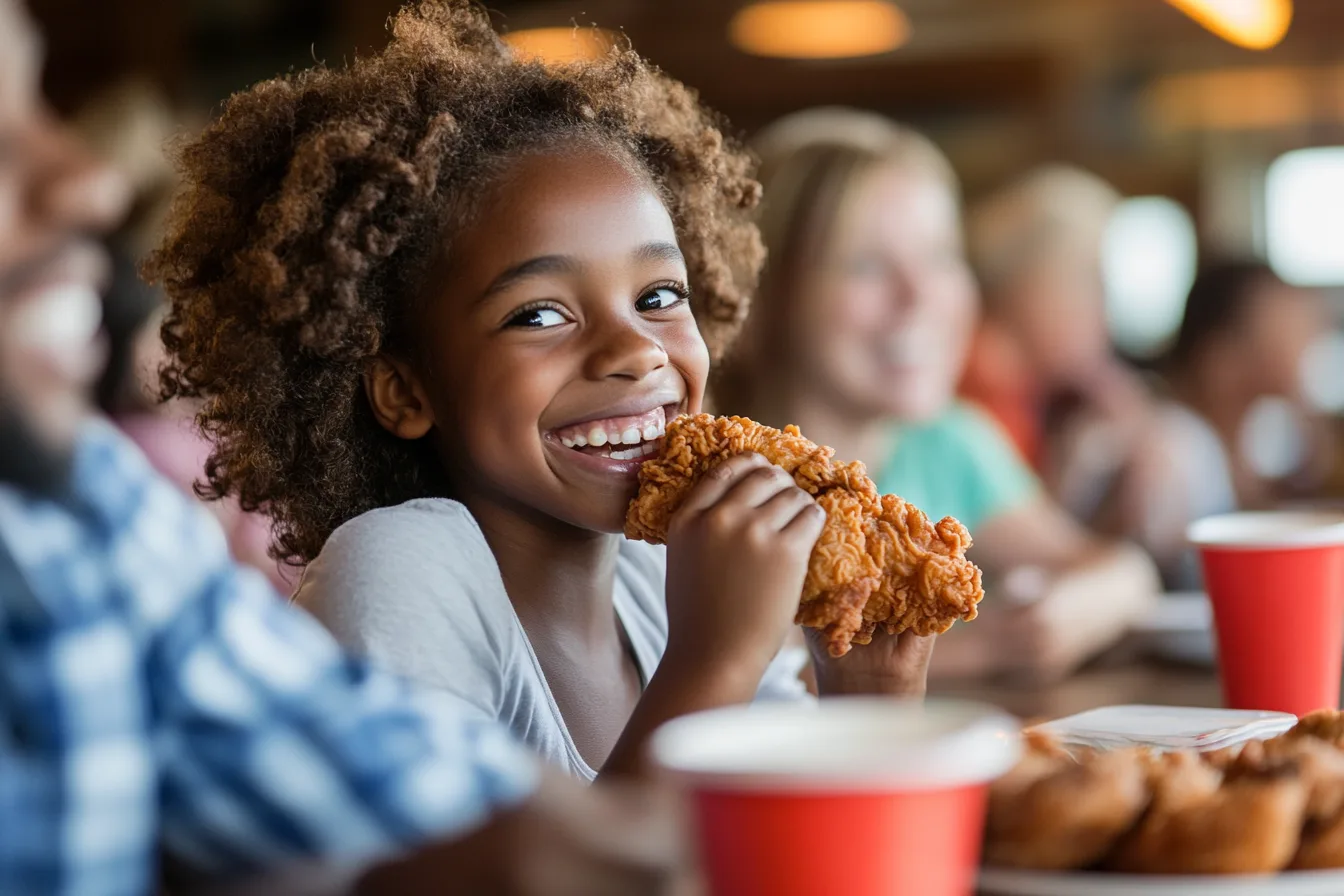 Enjoying Fried Chicken Together
