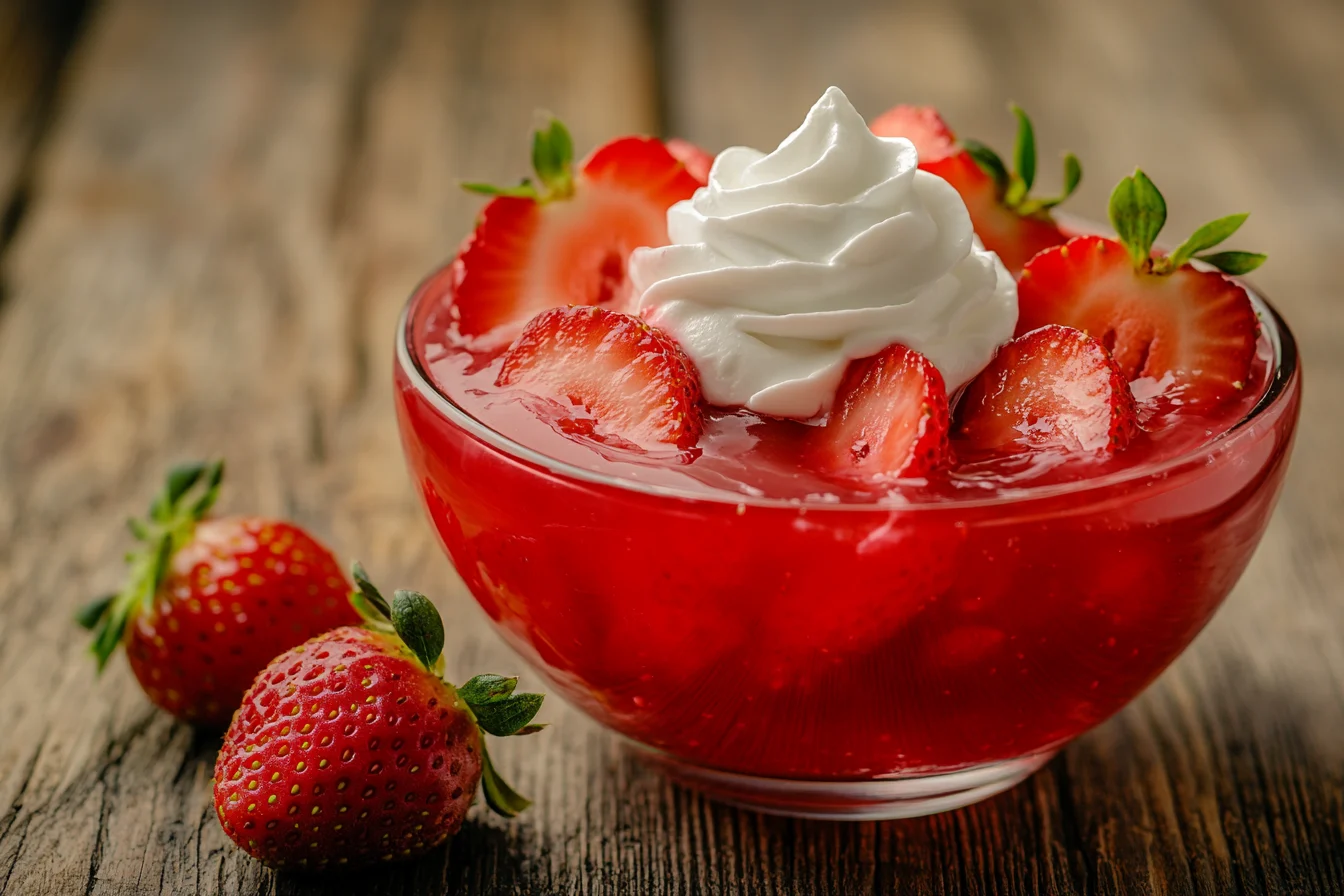 Luscious strawberry pudding made with jello