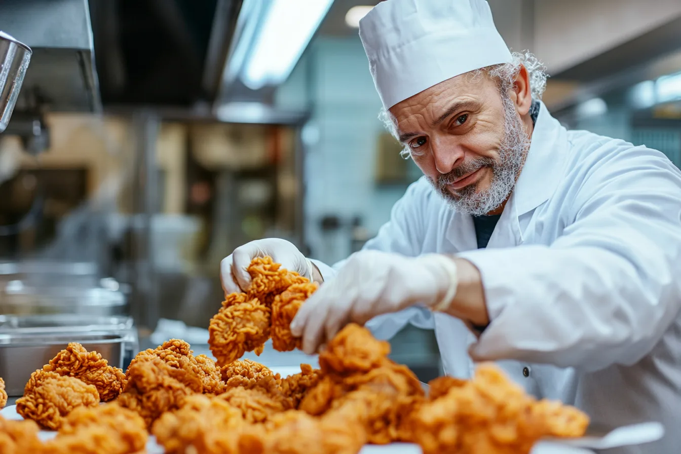 Mad scientist creating fried chicken ice cream