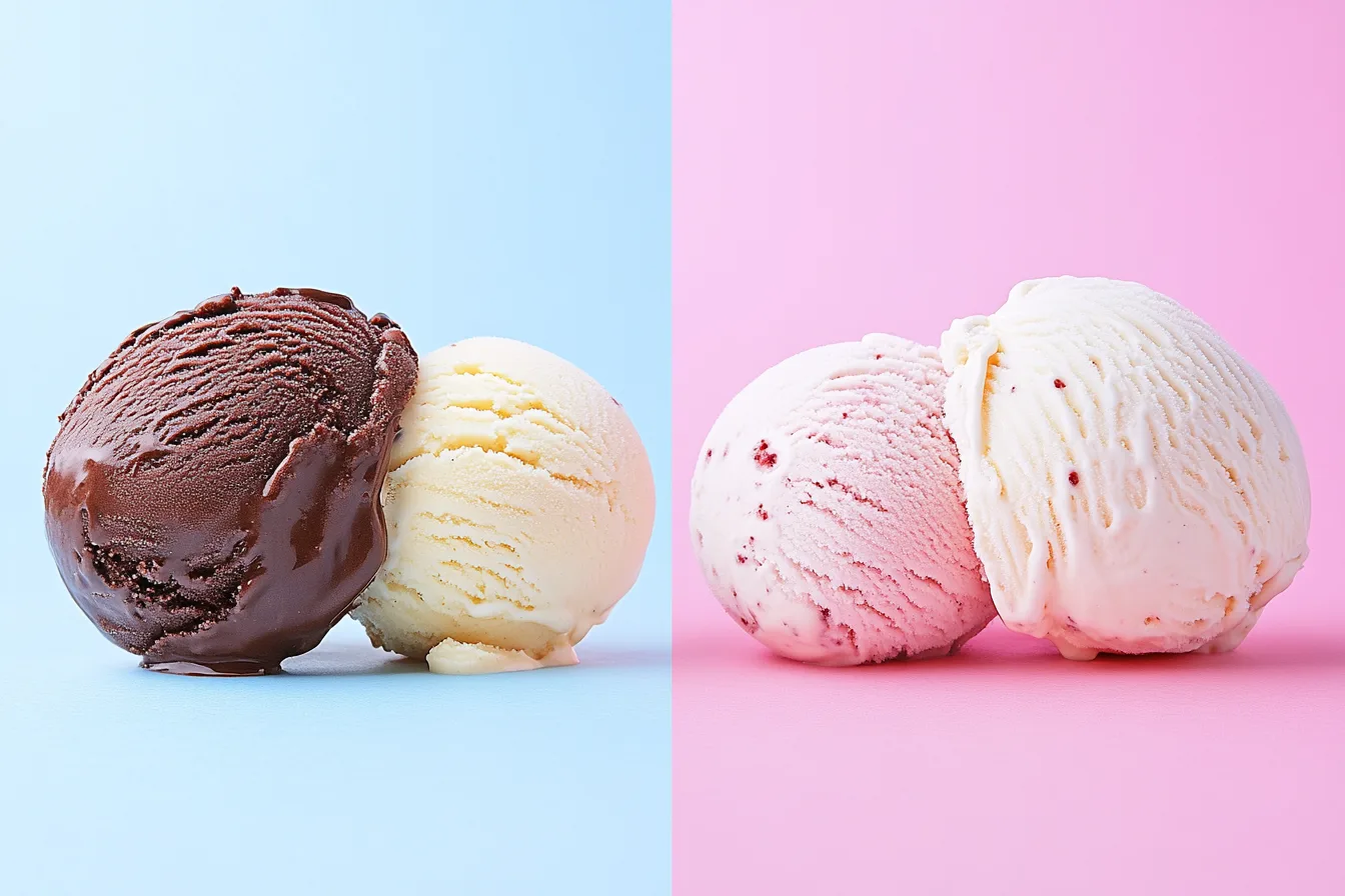 Comparing traditional and healthy ice cream labels.
