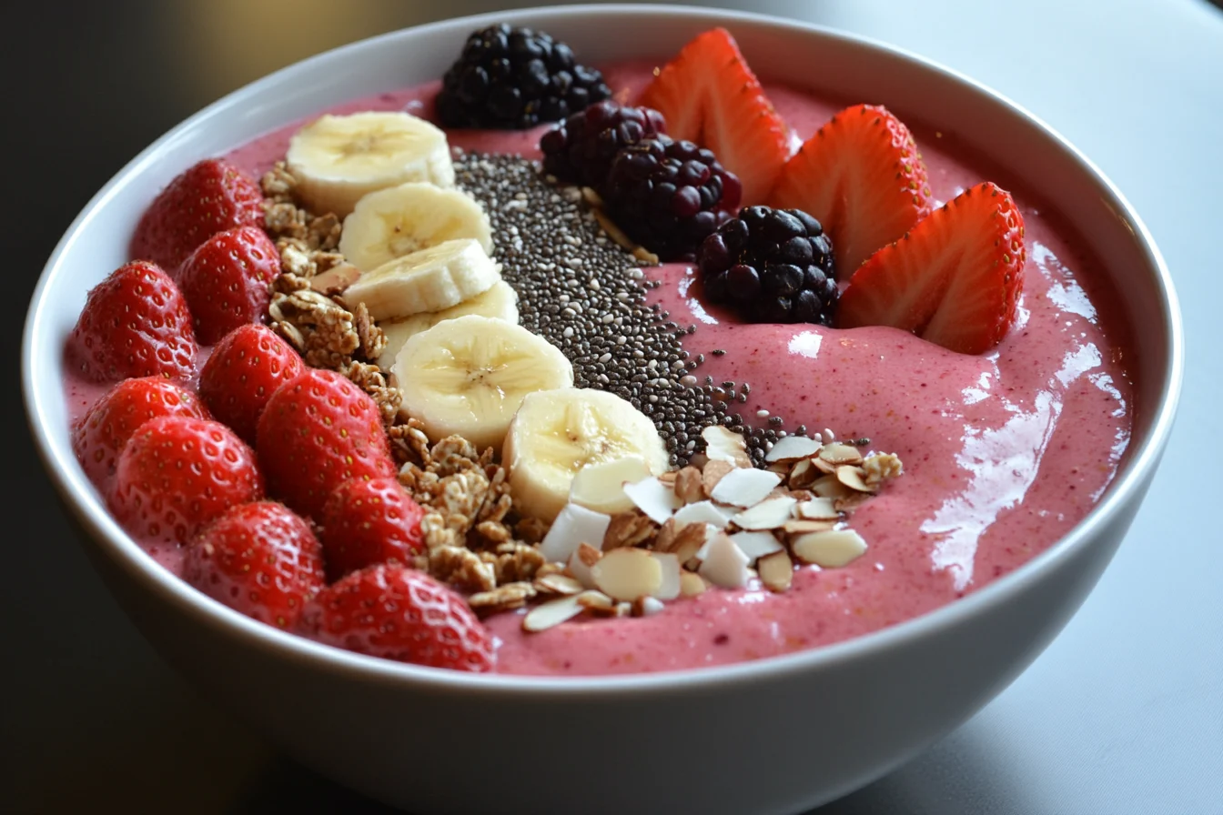 Strawberry banana smoothie bowl
