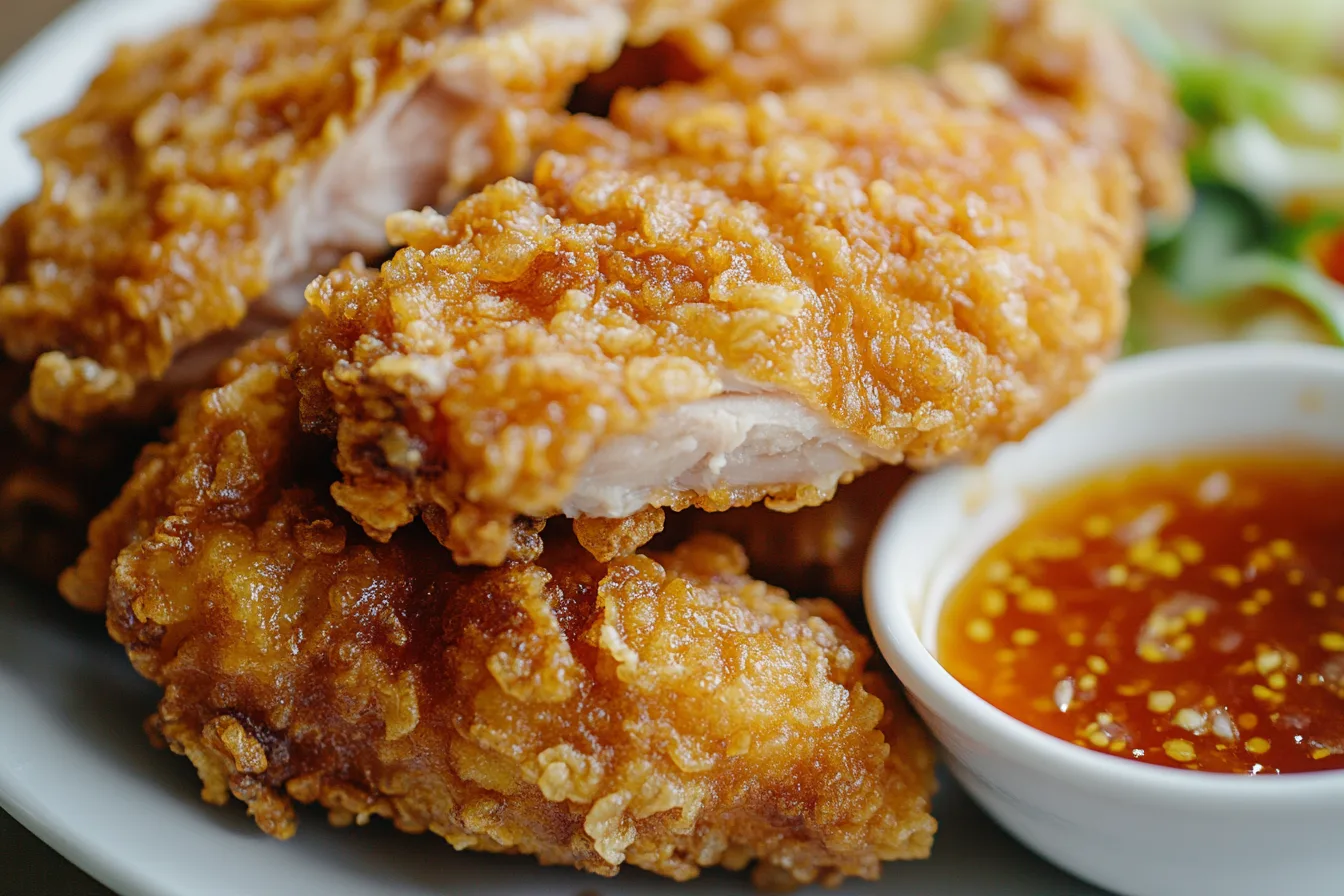 Incredible detail of crispy Chinese fried chicken
