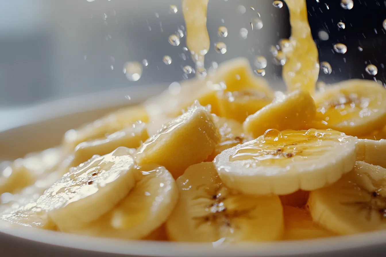 Lemon juice: what makes bananas not turn brown in pudding.