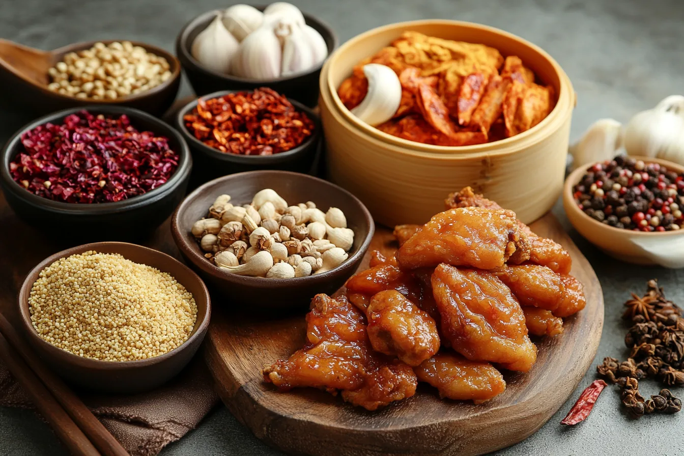 Ingredients for a crispy Chinese fried chicken marinade